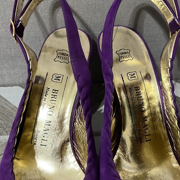 🌟Bruno Magli Purple Sling Back Suede Leather Heels Sz-6 1/2 B - Picture 4 of 9